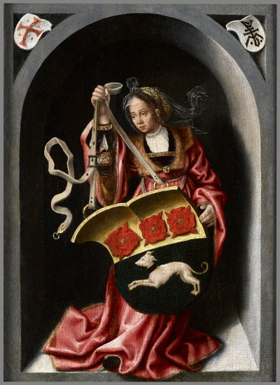 Lady Holding an Heraldic Shield Within a Painted Niche by Bernard van Orley